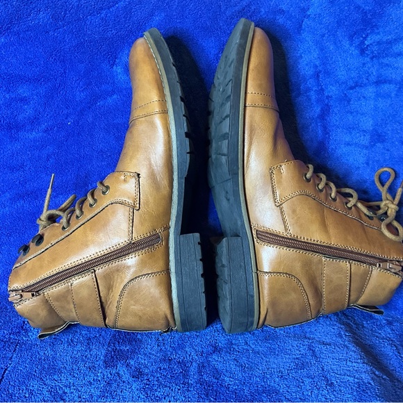Vostey Milan Brown Combat Motorcycle Leather Boots Lace Up & Zip Mens Size 10.5 main image 9